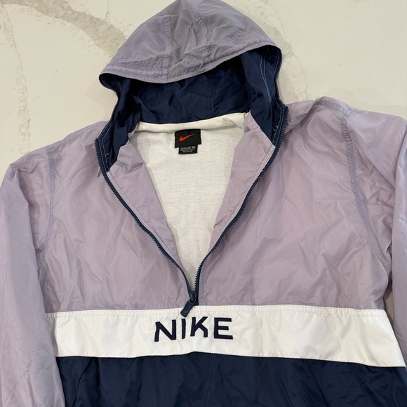 Vintage Nike 1/2 Zip Pullover Hooded Windbreaker Jacket Womens XL Purple/Blue - Picture 5 of 10